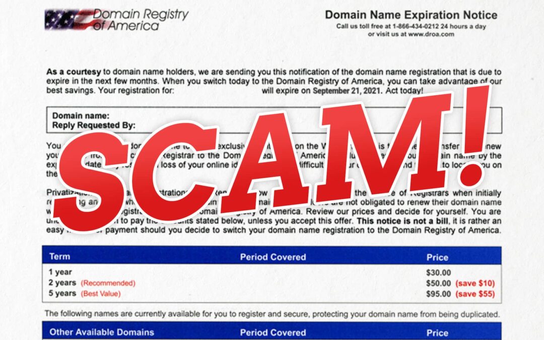 Don’t be fooled by a domain name scam!